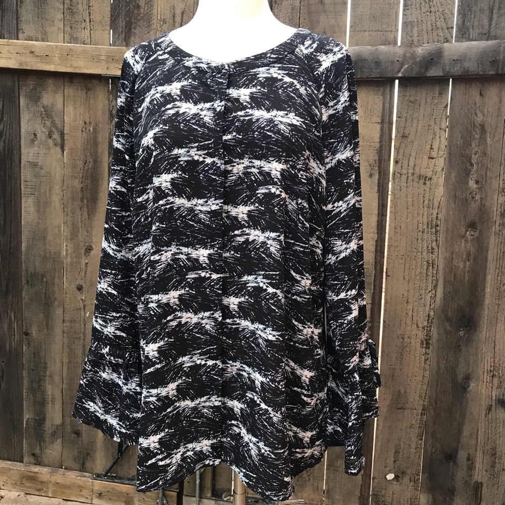 Sejour Black Long Sleeve Top Blouse Nordstrom - Picture 8 of 8